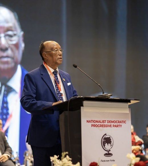 Chingwang Konyak addressing 5th General Convention of NDPP in Kohima on February 27.
